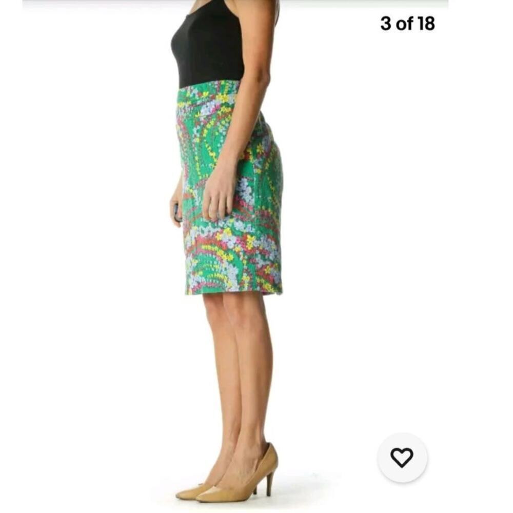 Talbots Women's Green Floral Print Knee Length Lined Short Skirt Size 14 - Picture 5 of 7